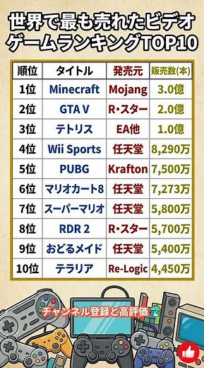 世界で最も売れたビデオゲームランキングTOP10