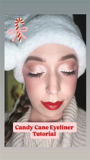 Julie | BasicallyB3auty | Candy Cane Eyeliner Tutorial! ❤️🤍 In This Video I Show You How To Create This Festive Candy Cane Eye Makeup! I’m So Excited For This... | Instagram