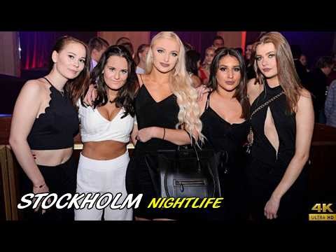Stockholm Nightlife Vibrant Street Energy & Beautiful Girls Under Neon Lights | Night Street Walk 4K