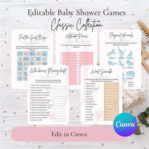 Classic Baby Shower Games Bundle, Printable Party Games (digital Download) - Etsy