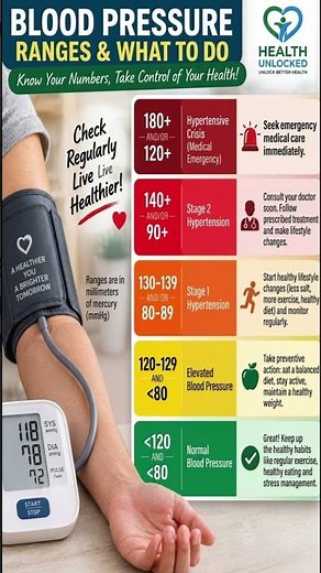 Blood Pressure Ranges Explained: Know Your Numbers #habitsthatchangeyourlife #healthyfood #healthtip