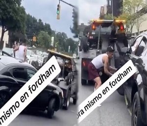 Repo Gone Wrong: Bronx Dude Tries To Get His Car Back Off A Moving Tow Truck On Fordham Road And Failed Miserably!