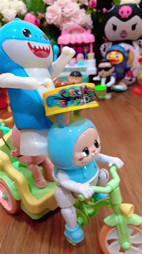 Funny Rabbit & Friends Driving a Toy Tricycle! 🐰🐬🐥😎🐵😂🚲 #youtubeshorts #trending #toys