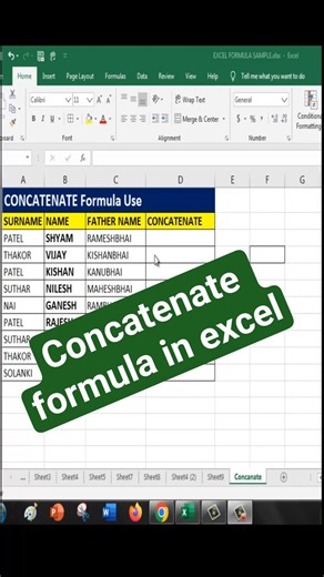 Concatenate formula in excel