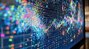 Abstract Data Visualization on Computer Screen, monitor, display, graph, chart, business