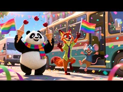 Rhino Drives the Ice Cream Van 🍦🦏 | Funny Animal Song for Kids | Sweet Adventure Nursery Rhyme