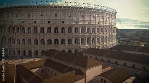 roman colosseum with detail of ancient roman forum 3d rendering