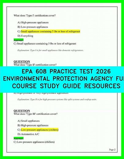 EPA 608 Practice Test 2026: Environmental Protection Agency Full Course Study Guide Resources 2026