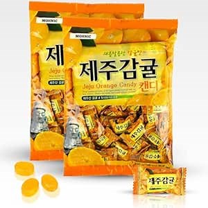 MOHNIC Jeju Orange Candy | 2 Pack x 10.58 oz each | Authentic Korean Snacks, Popular Korean Asian Candy, and Orange Hard Candy
