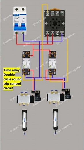 Timer relay double cycle round trip control circuit ‪@Electricalgenius‬