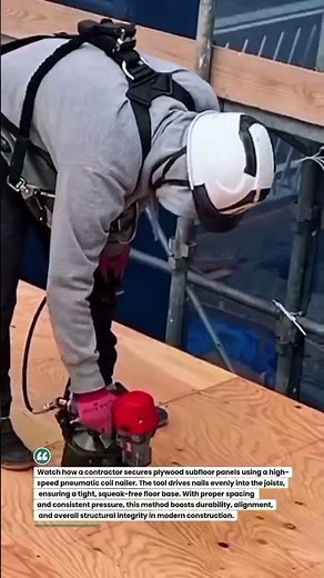 Precision Subfloor Nailing with Coil Gun 🔩🏗️ #ConstructionTools #Carpentry #Flooring