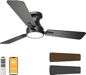 OPONL 42 Inch Ceiling Fans with Light, Black Low Profile Ceiling Fan with Light, Remote Control, Flush Mount, Reversible, 6CCT, Dimmable, Noiseless, Modern Ceiling Fan for Bedroom, Indoor/Outdoor Use - Amazon.com