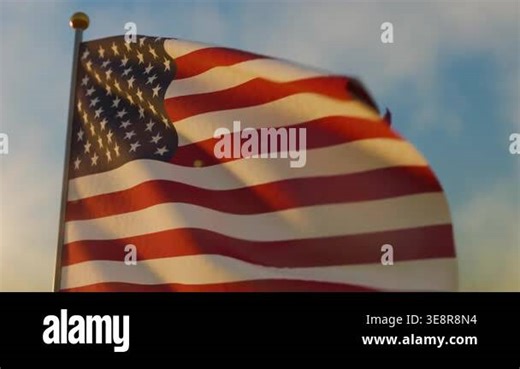 American flag waving in the sky during Memorial Day Stock Video Footage - Alamy