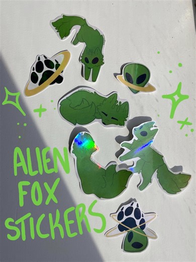 Alien Fox Stickers | Singles or Set - Etsy
