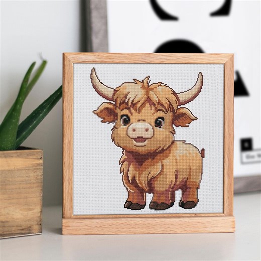 Baby Highland Cow Cross Stitch Pattern, Farmhouse Decor (instant Download) - Etsy