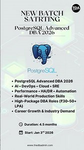 New Batch Starting PostGreSQL DBA in 2026!