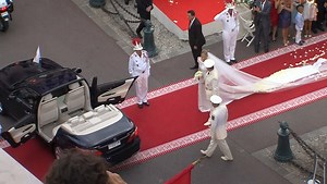 Princess Charlene channels The Little Mermaid in rarely-seen bridal gown and wet hair