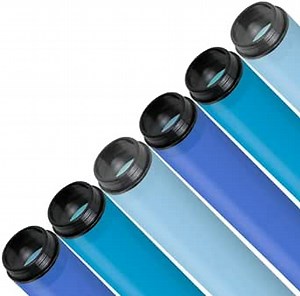 KASTLITE T8 LED/Fluorescent Light Tube Guard with End Caps - 46-3/8" Lamp Diffuser Covers & Safety Sleeves, Ocean Color Protective Plastic Bulb Covering & Overhead Lighting Accessory, Pack of 48