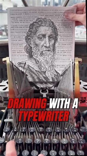 He Draws Famous Buildings With a Typewriter 🤯#drawing #innovation #typewriter #fyp #foryoupage