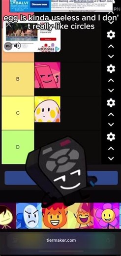 ranking bfdi characters from wheel