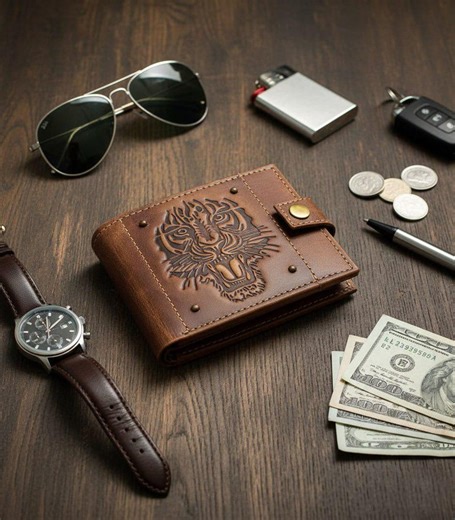 Tiger Brown Genuine Leather Wallet for Men Front Pocket Wallet Mens Leather Card Wallet Small Minimalist Slim Wallet Business Card Holder - Etsy