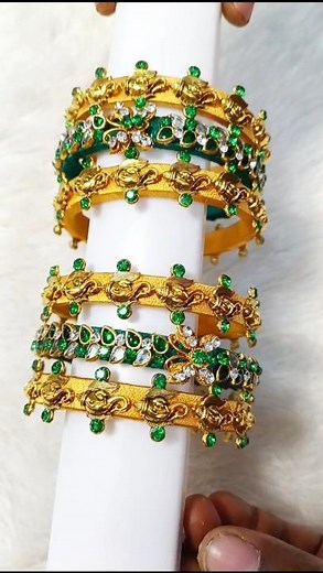 silk thread bangle making, how to design silk thread bangle using charms, kundan & zircon stones