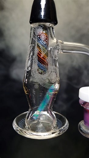 Rainbow Reversal is one of our favorite color pallettes ever. Featured in this Lava Lamp cap, as well as apex caps and boro pillars. -Lava Lamp -Rainbow Reversal Lava Lamp Cap -3.5x30mm Water Opal Pillar | victory_glassworks
