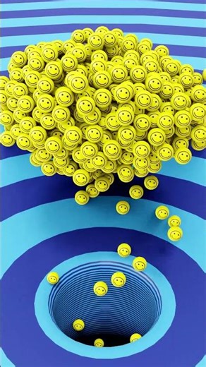 Smiling Balls Erupt From a Funnel