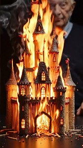 Haunted Matchstick Castle… Insane Explosion Ending! #matchstickart #fireart #creativedestruction