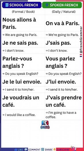 🇬🇧 School French ➜ Spoken French ✨ Speak naturally 🔥💙 ‪@FrenchGrammar‬ #english #apprendrelefrançais