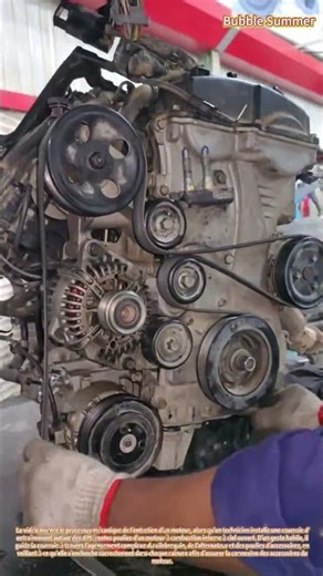 Montage d'une courroie de transmission sur le système de poulies du moteur