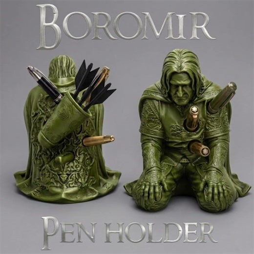 Boromir Pen Holder With Quiver / Lord of the Rings Gift / Fantasy office decor accessories - V5
