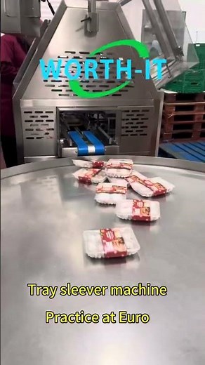 Tray sleever machine practice at Euro #foodpackagingmachine #sleevemachine #wrappingmachine