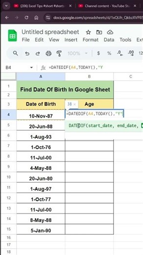 📅 Find Date of Birth in Google Sheets — The Smart Way! 📅