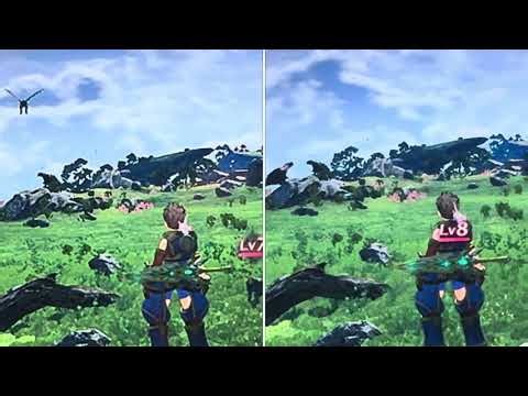 Xenoblade 2 Switch 2 handheld boost comparison (right has it enabled)