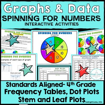 Frequency Tables, Dot Plots, Stem and Leaf- 4th Grade Data Spinner Activities