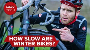 Equipped with wide and grippy tyres, bulkier frames, and fenders (mudguards), winter bikes are designed to protect you more from the elements than they are to go fast. But how much slower are winter bikes compared to the speed machines we ride in the summer? Alex and Ollie have decided to pull on their metaphorical lab coats and put it to the test! | GCN Tech