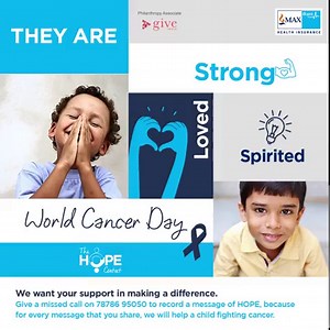 Your call matters, not just in lighting up someone's day with a message of HOPE, but also for bringing smiles on these kids' faces. With every message of HOPE you send, we, #MaxBupa, with our philanthropy associate GiveIndia will ensure that a nutritious meal is provided to a child fighting cancer. Say #IAmAndIWill make that call! #WorldCancerDay #WorldCancerDay2021 | Niva Bupa