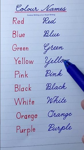How to write colour names in cursive writing | Cursive handwriting practice | English handwriting