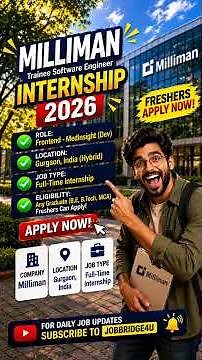 Milliman Internship 2026 🔥 Trainee Software Engineer | Freshers Apply | Gurgaon | Apply Now!
