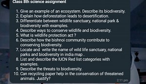 Class 8 th science assignmentGive an example of an ecosystem. ... | Filo