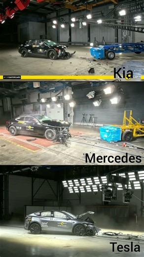 Crash Test Face-Off: Tesla vs. Mercedes vs. Kia!#shorts
