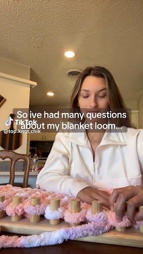 All materials were bought at Home Depot and it was actually pretty cheap! For looser stitches get bigger peg sizes #diy #chunkyknitblanket #blanketloom #crochetersoftiktok