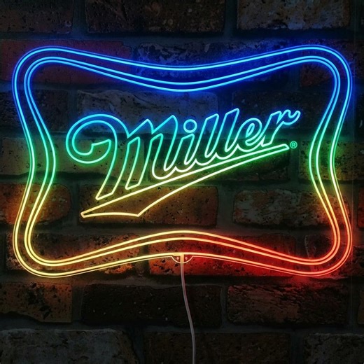 Miller Lite Soft Cross Logo Neon LED Sign with Dynamic RGB Colors