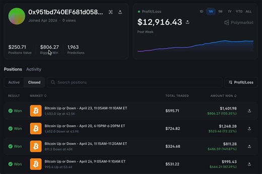 This guy built a bot that prints $13k EVERY WEEKBTC markets.Fully automated.Passive profit daily.The best part?He dropped a full guide on it's creation with tips and mistakes inside.I spent hours to analyze it and was shocked.Here's what you MUST know about its creation:First - how his bot actually works.It runs pair-sum arbitrage on BTC 5-minute markets.Buys both YES and NO simultaneously when the combined price sits around 95.3 cents.Holds both sides to settlement.Collects the difference betwe