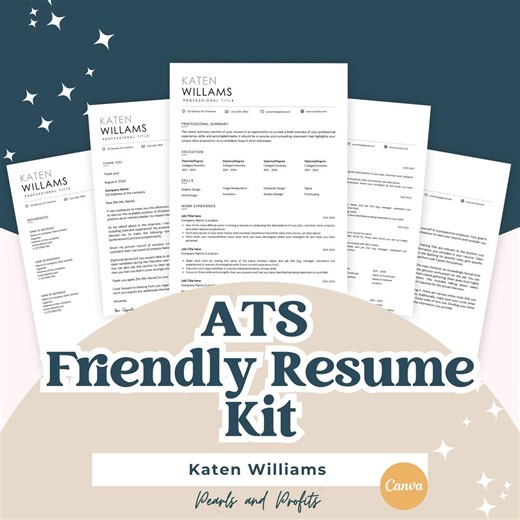 Ats-friendly Resume Template, Editable Canva Resume Kit | 2 Page Resume, Cover Letter, Thank You Letter, Reference Page Instant Download - Etsy