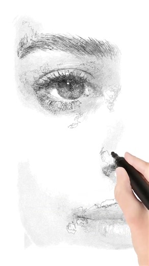 Animated Sketch: Close-Up Portrait in grayscale