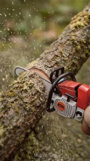 🔴🪚 Red Hand Saw Cutting Tree Branch – Powerful & Satisfying! 🌳✨ #woodwork #outdoordiy