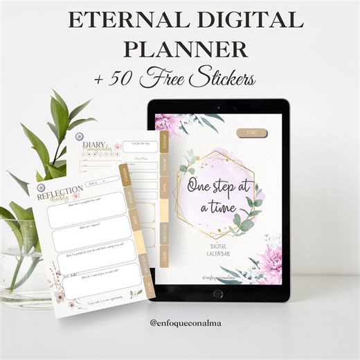 Eternal Digital Planner iPad Goodnotes | Undated Hyperlinked Digital Journal   50 Stickers | Instant Download - Etsy