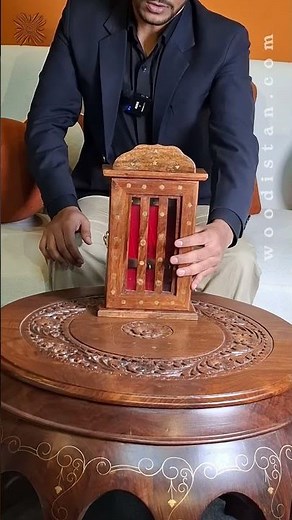 Handmade Wooden Wall Mounted Key Box with Glass Panel and 6 Key Hooks